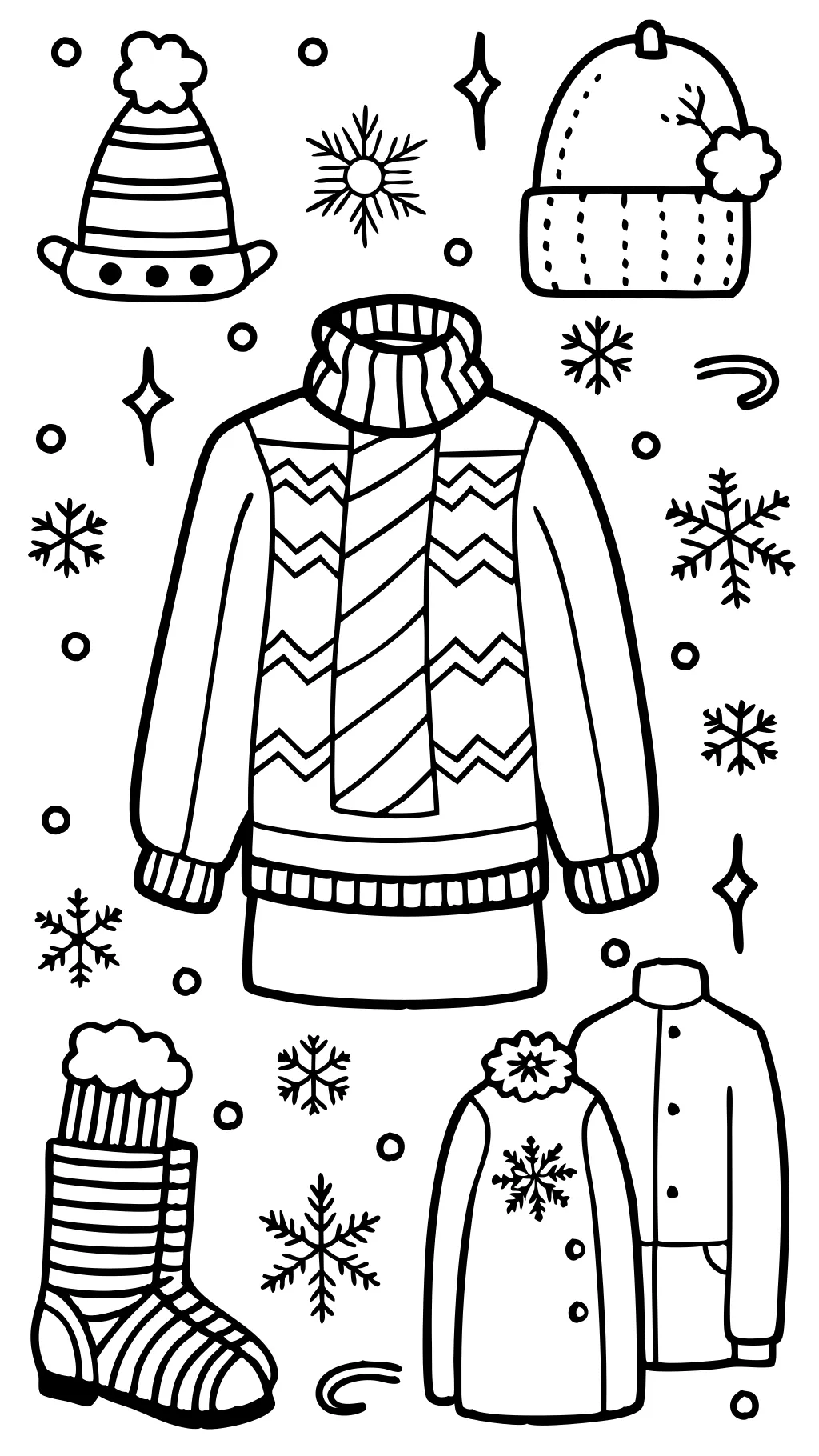 coloriages de vêtements d’hiver